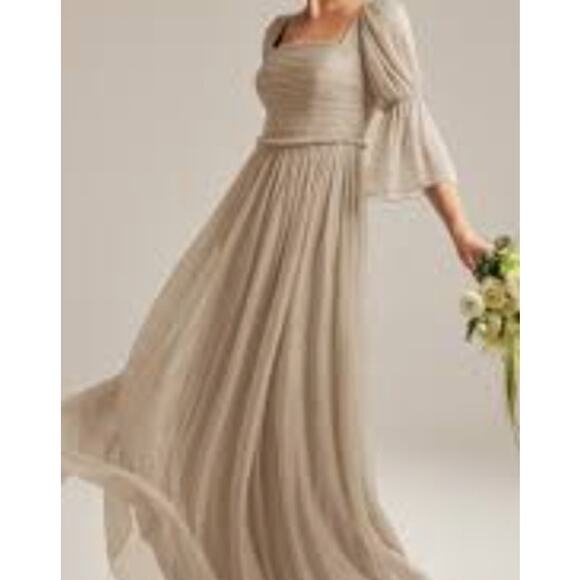 AW BRIDAL 14 1X plus champagne gold Isadora formal wedding guest maxi dress B56 - Picture 1 of 8